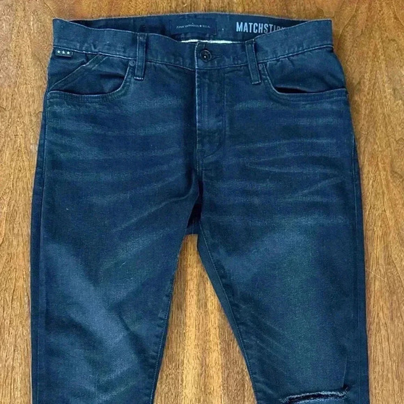 John Varvatos “Matchstick” Black Skinny Jeans With Factory Distressing Size 30 - Picture 3 of 14